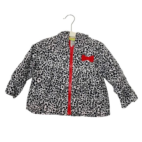 PENELOPE MACK Heart Cheetah Toddler Hooded Coat Jacket Full Zip White Black 12M - Picture 6 of 6